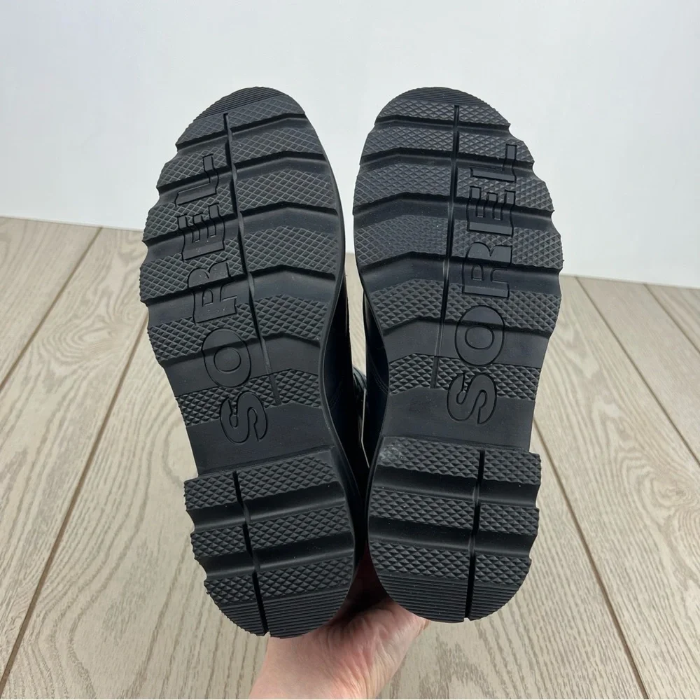 Sorel Women's Lennox Leather Lace-Up STKD WP Boots US8.5 Black / Sea Salt $190